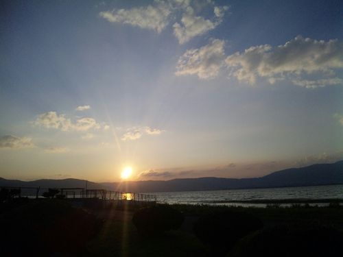 夕焼けと諏訪湖